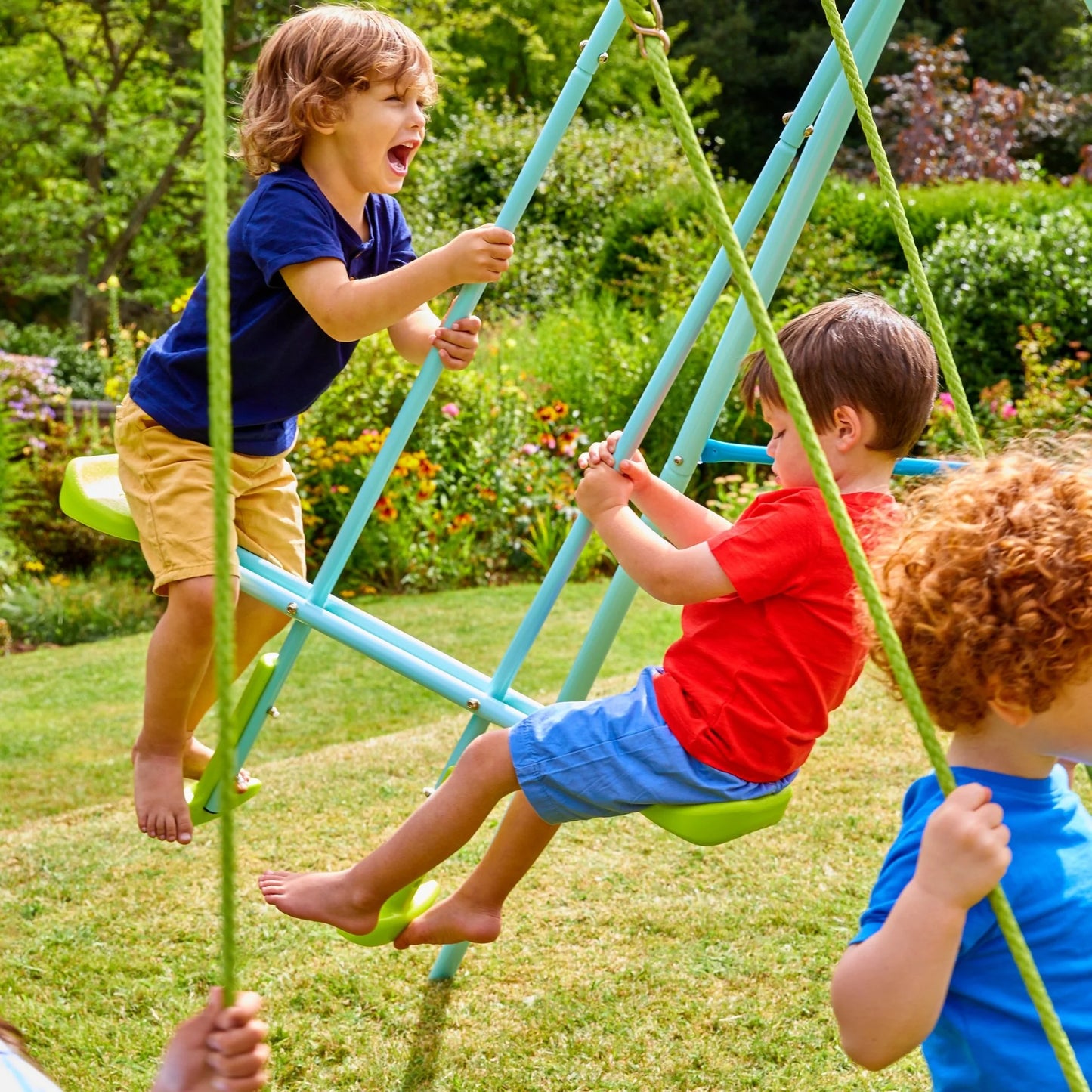 TP Triple Metal Swing Set with Glider Swing Seat
