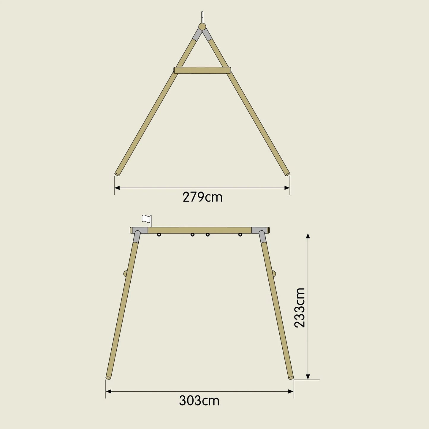 TP Knightswood Double Wooden Swing Frame
