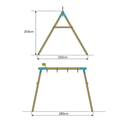 TP Sherwood Double Wooden Swing Frame