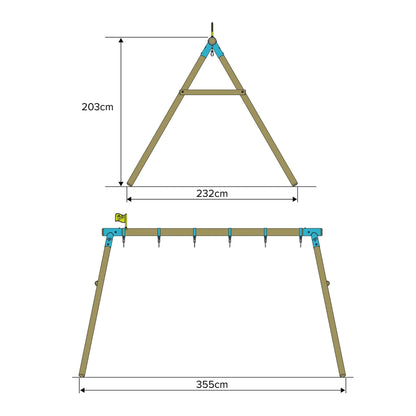 TP Sherwood Triple Wooden Swing Frame - PEFC certified