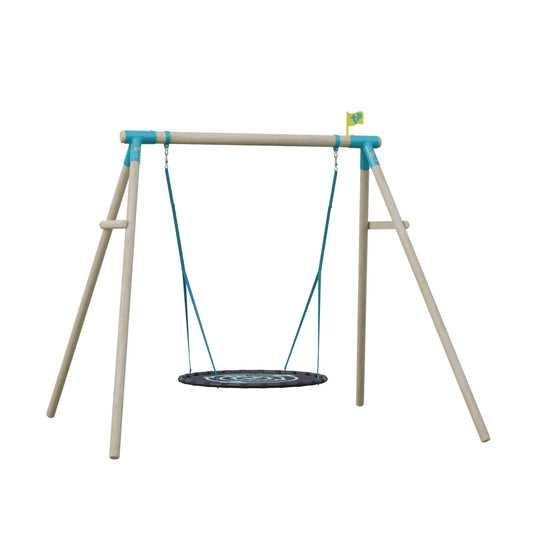 TP Knightswood Double Wooden Swing Set With Giant Nest Swing