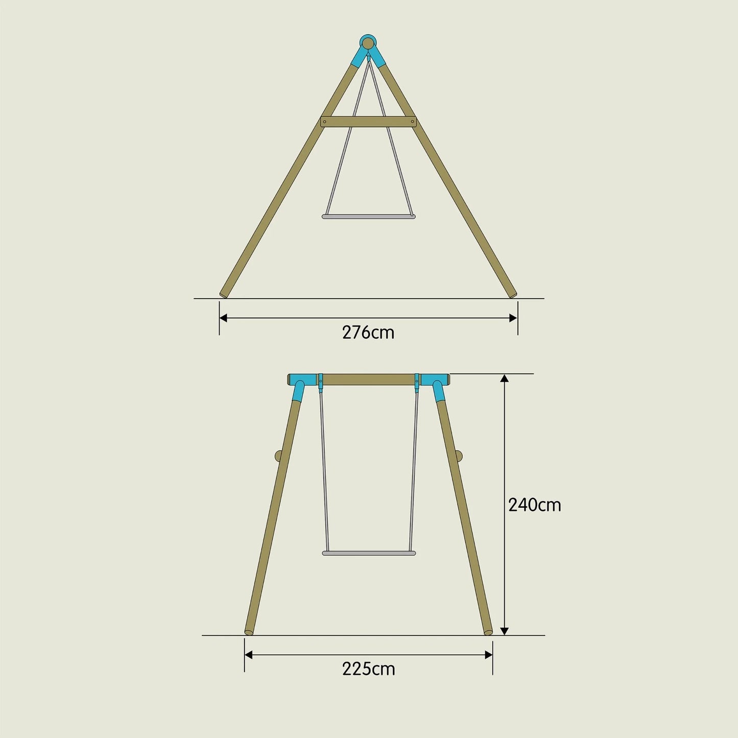 TP Knightswood Single Wooden Swing Set With Nest Swing - FSC® certified