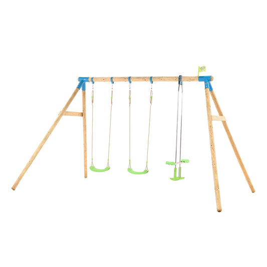 TP Knightswood Triple Wooden Swing Set With Glide Ride