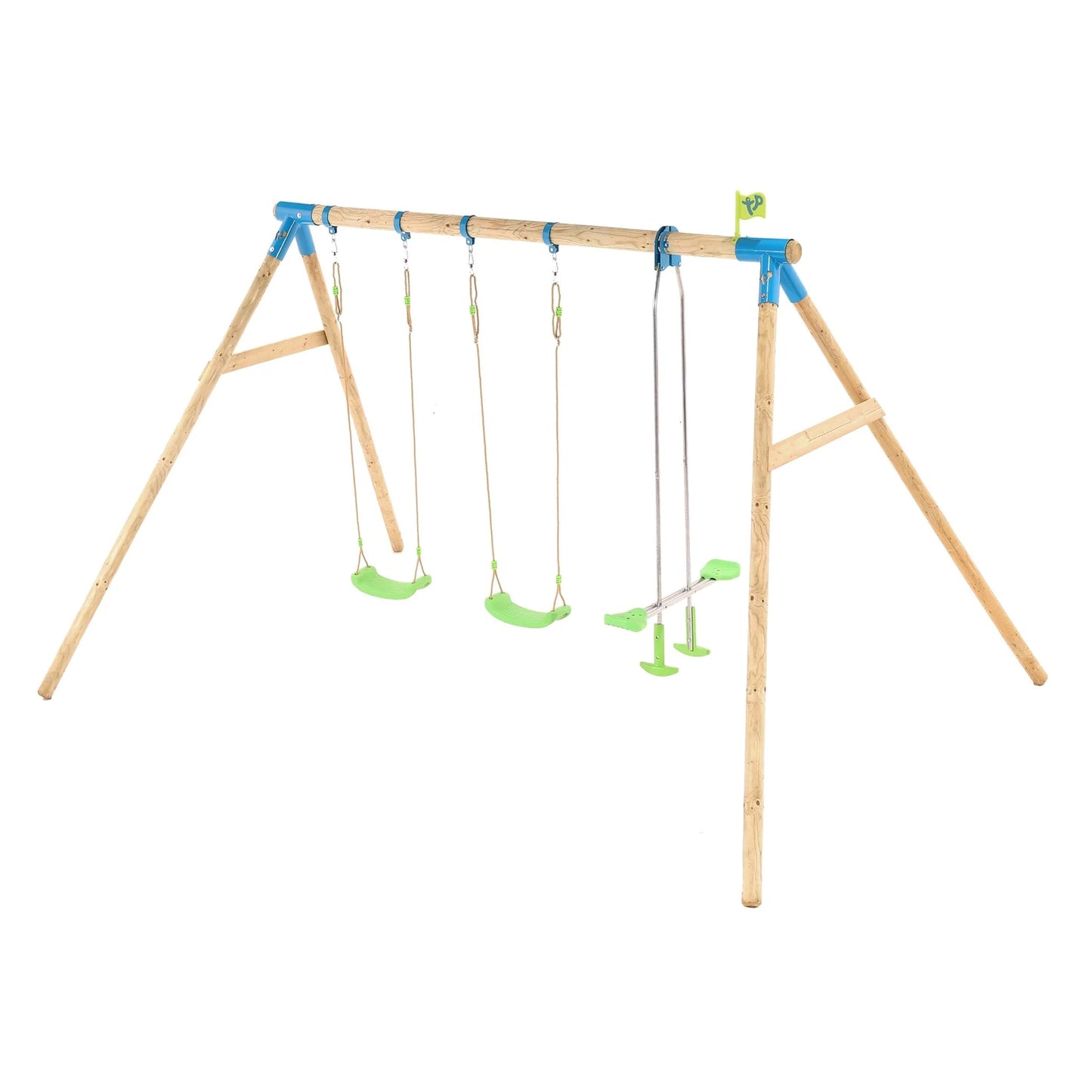 TP Knightswood Triple Wooden Swing Set With Glide Ride