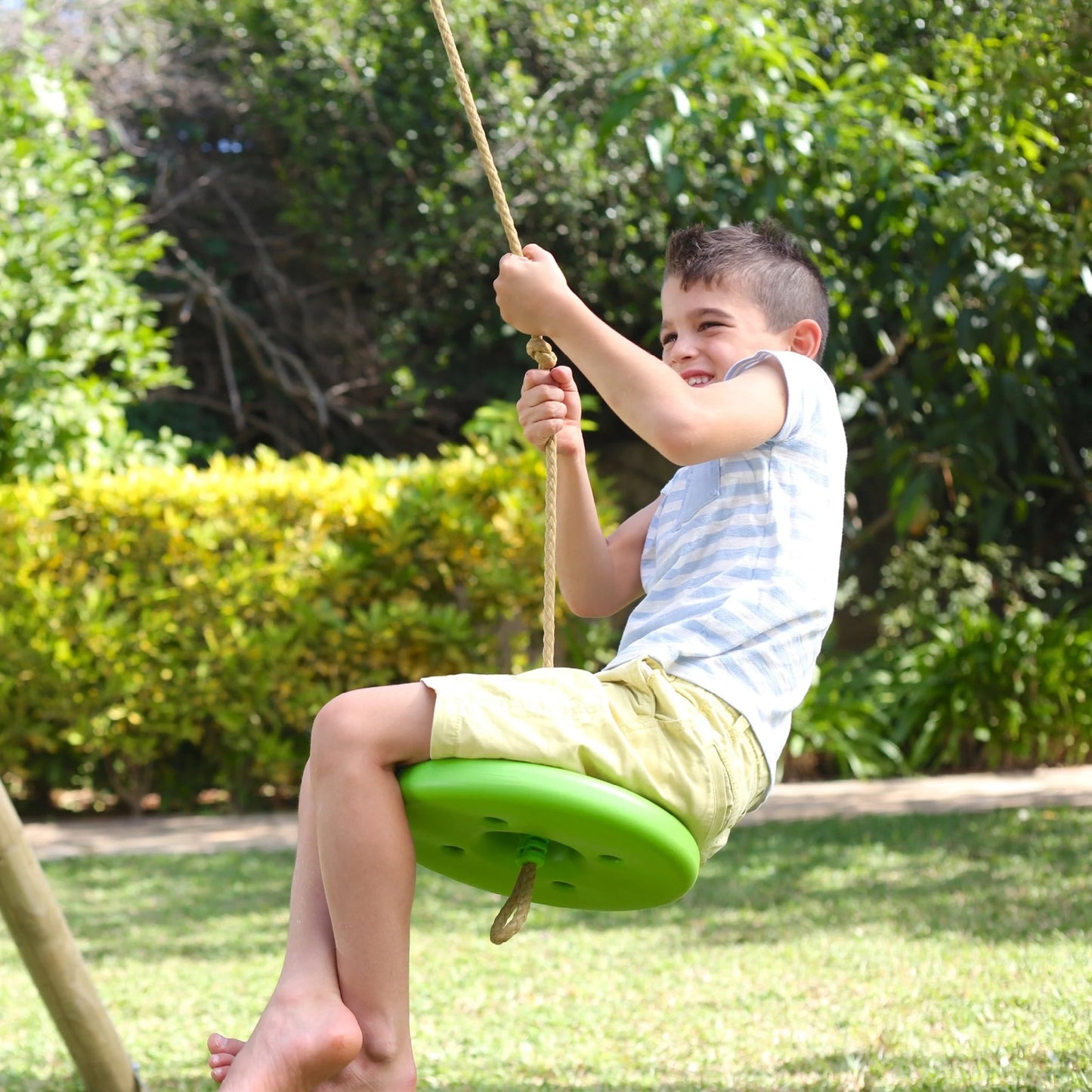 TP Knightswood Triple Wooden Swing & Slide Set With Glide Ride & Button Seat