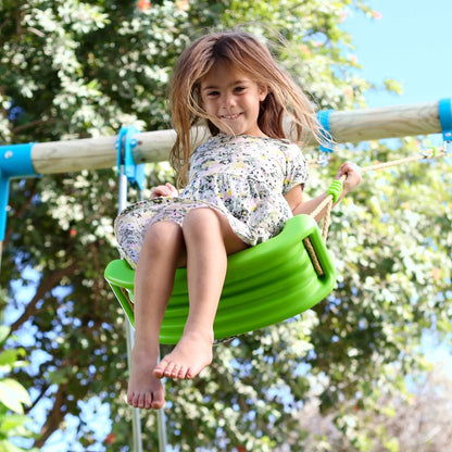 TP Knightswood Triple Wooden Swing & Slide Set With Glide Ride & Button Seat