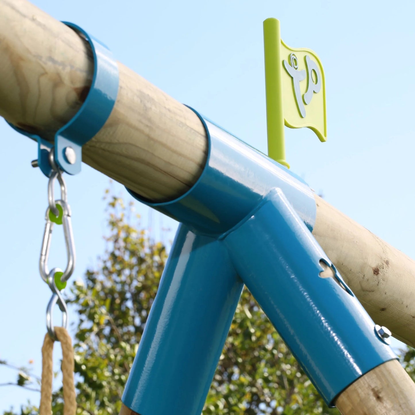 TP Knightswood Triple Wooden Swing & Slide Set With Glide Ride & Button Seat