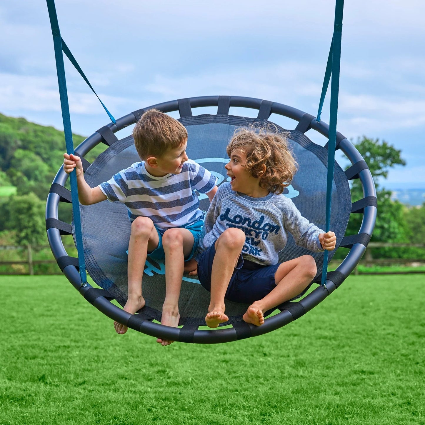 TP Knightswood Double & Deck Wooden Swing Set With Giant Nest Swing