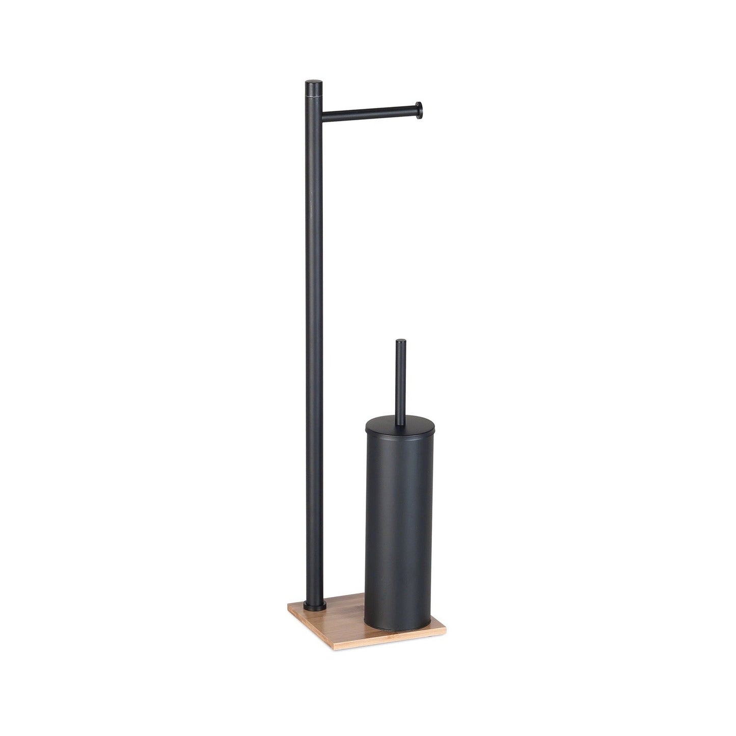 Origins Living Gedy Trilly Bathroom Butler With Toilet Brush & Roll Holder Matt Black & Bamboo
