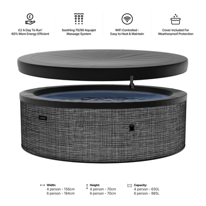 Tahoe | 4/6-Person Eco Foam Hot Tub | Built-In Integrated Heater | UKCA