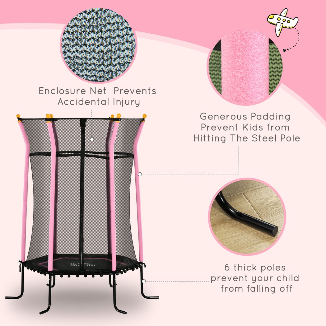 HOMCOM 5.4FT Kids Trampoline with Enclosure Indoor Outdoor