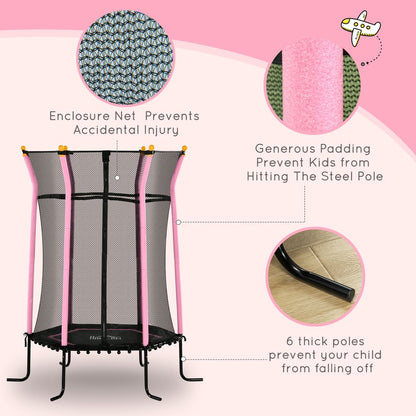 HOMCOM 5.4FT Kids Trampoline with Enclosure Indoor Outdoor