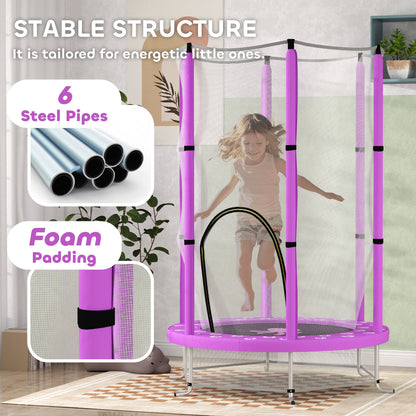 AIYAPLAY 4.6FT Kids Trampoline with Safety Enclosure Net