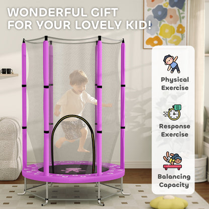 AIYAPLAY 4.6FT Kids Trampoline with Safety Enclosure Net