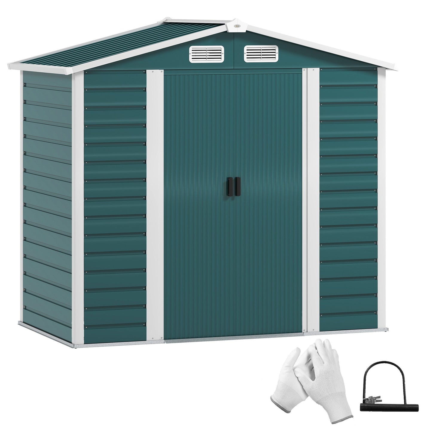 Outsunny 7 x 4ft Upgraded Metal Shed with Lock, Easy to Assemble