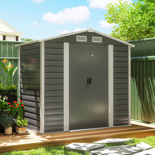 Outsunny 7 x 4ft Upgraded Metal Shed with Lock, Easy to Assemble