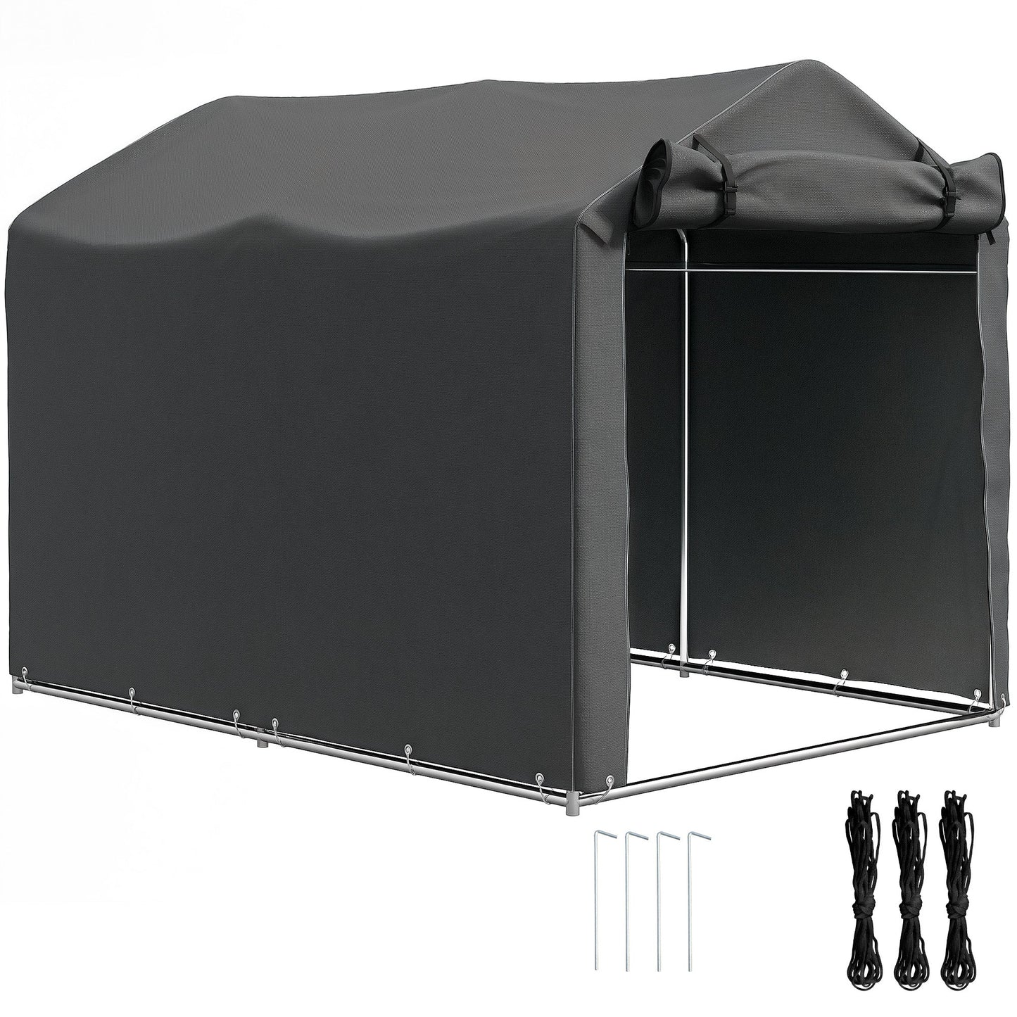 Outsunny Garden Tool Storage Shed with Roll-up Zipper Door