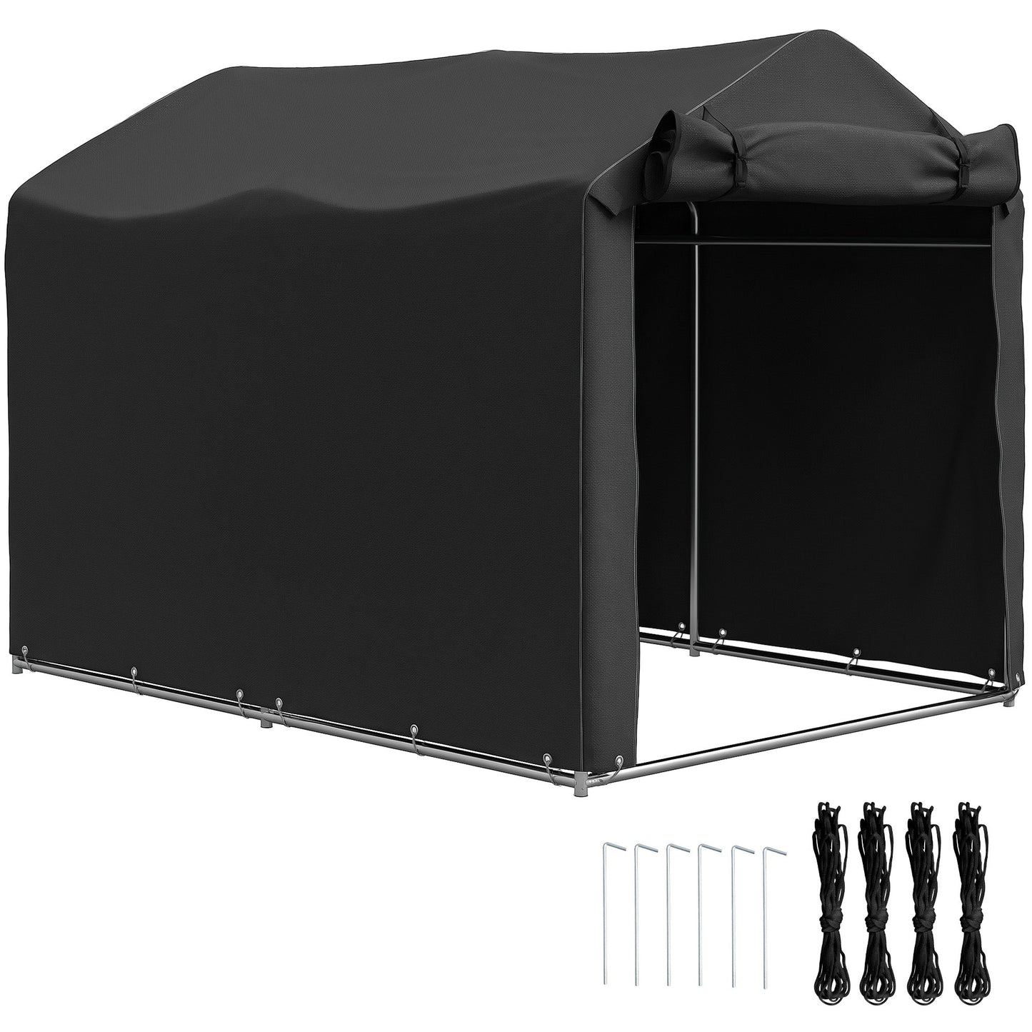 Outsunny Garden Tool Storage Shed with Roll-up Zipper Door