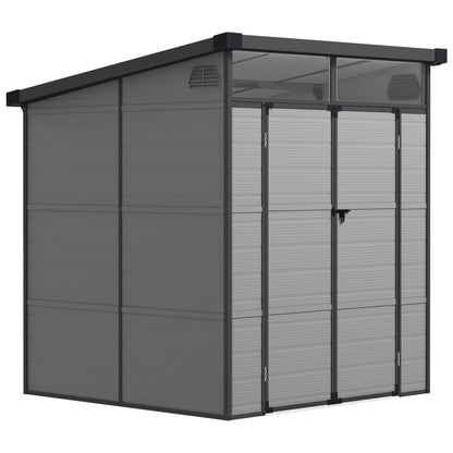 Outsunny 6 x 6ft Plastic Garden Shed with Windows and Air Vents - Hot Tub Shop