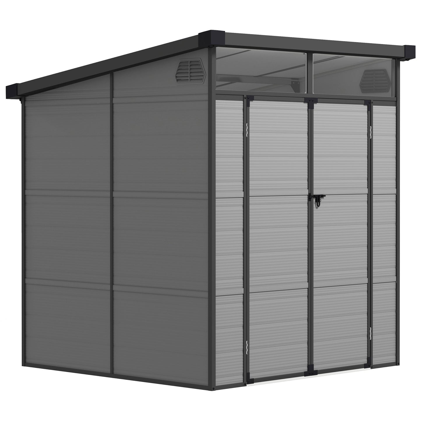 Outsunny 6 x 6ft Plastic Garden Shed with Windows and Air Vents - Hot Tub Shop