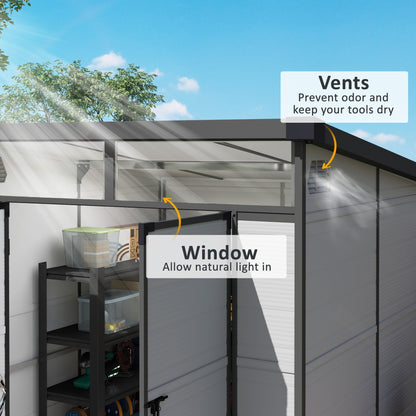 Outsunny 6 x 6ft Plastic Garden Shed with Windows and Air Vents - Hot Tub Shop