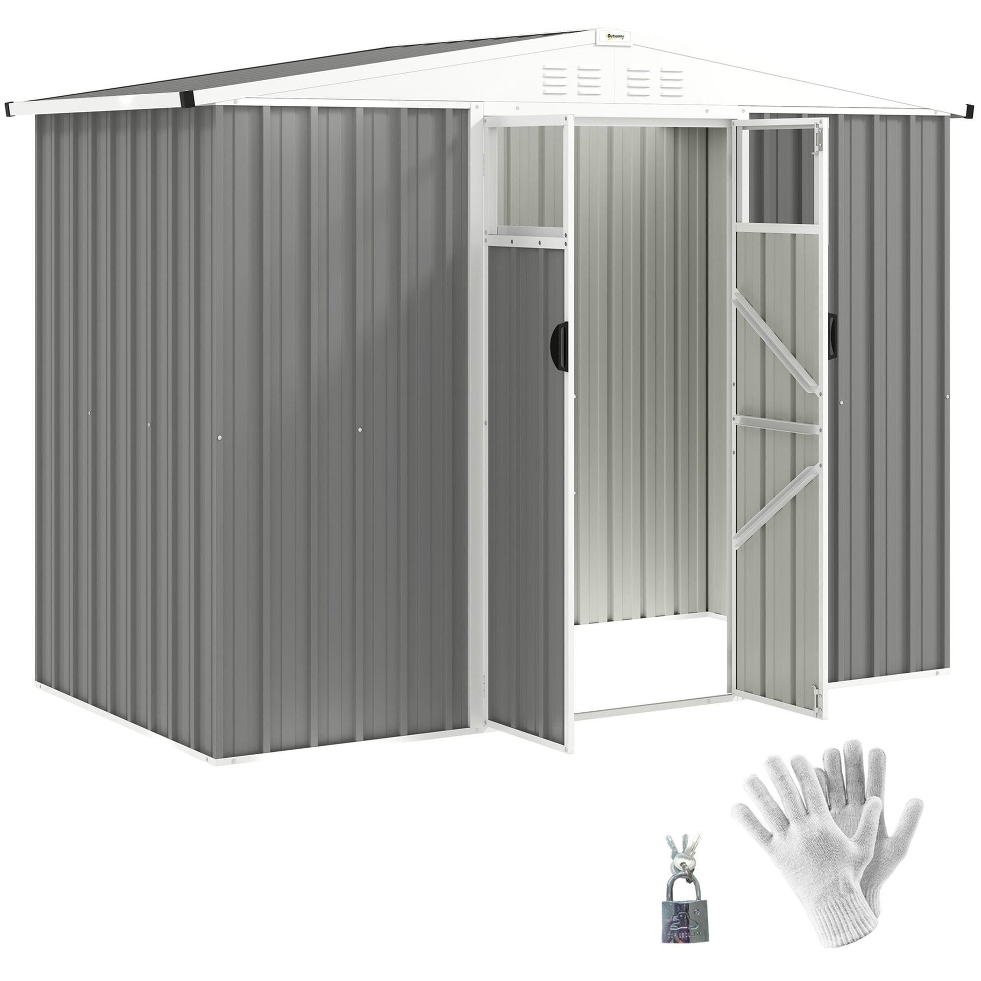 Outsunny 8 x 4 ft Garden Storage Shed, Outdoor Metal Shed - Hot Tub Shop