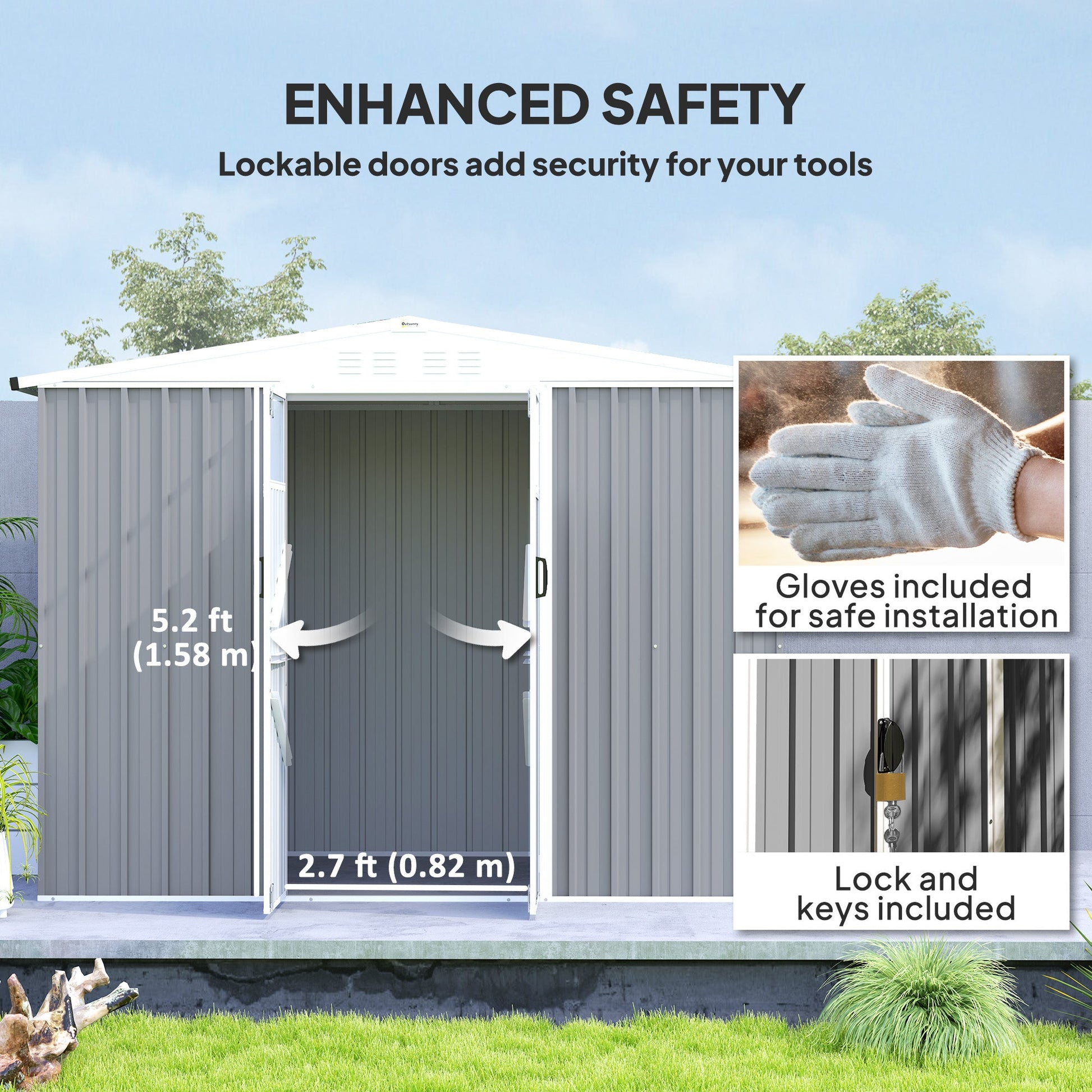 Outsunny 8 x 4 ft Garden Storage Shed, Outdoor Metal Shed - Hot Tub Shop