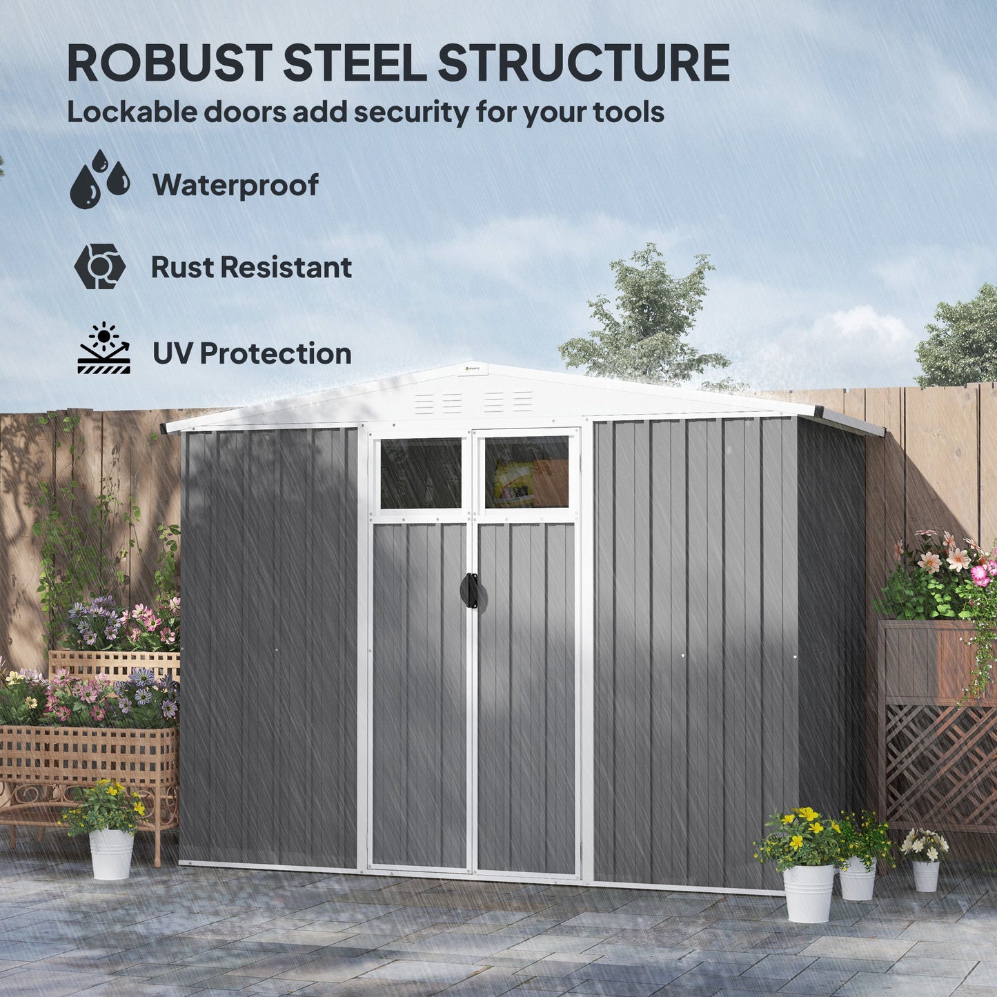 Outsunny 8 x 4 ft Garden Storage Shed, Outdoor Metal Shed - Hot Tub Shop