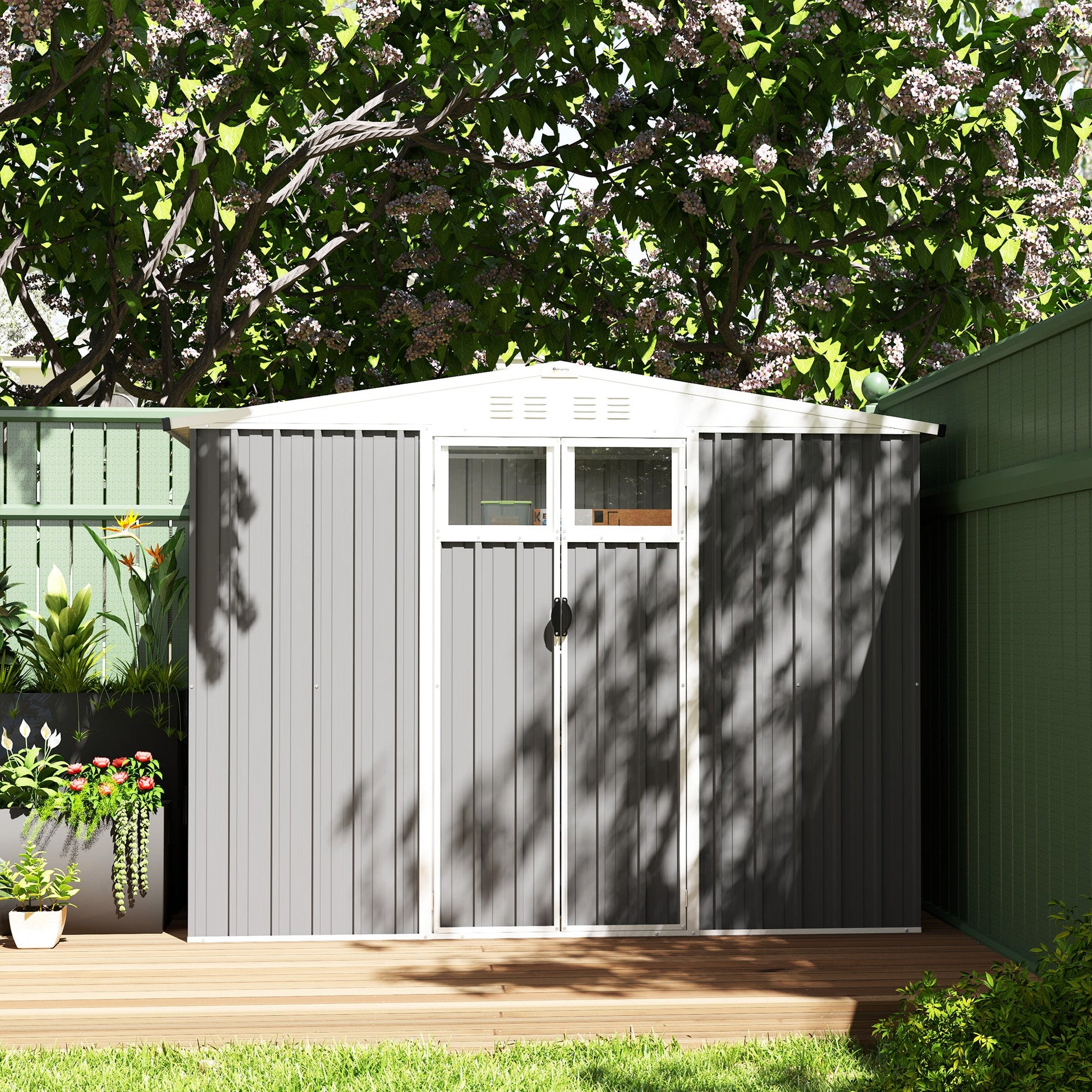 Outsunny 8 x 4 ft Garden Storage Shed, Outdoor Metal Shed - Hot Tub Shop