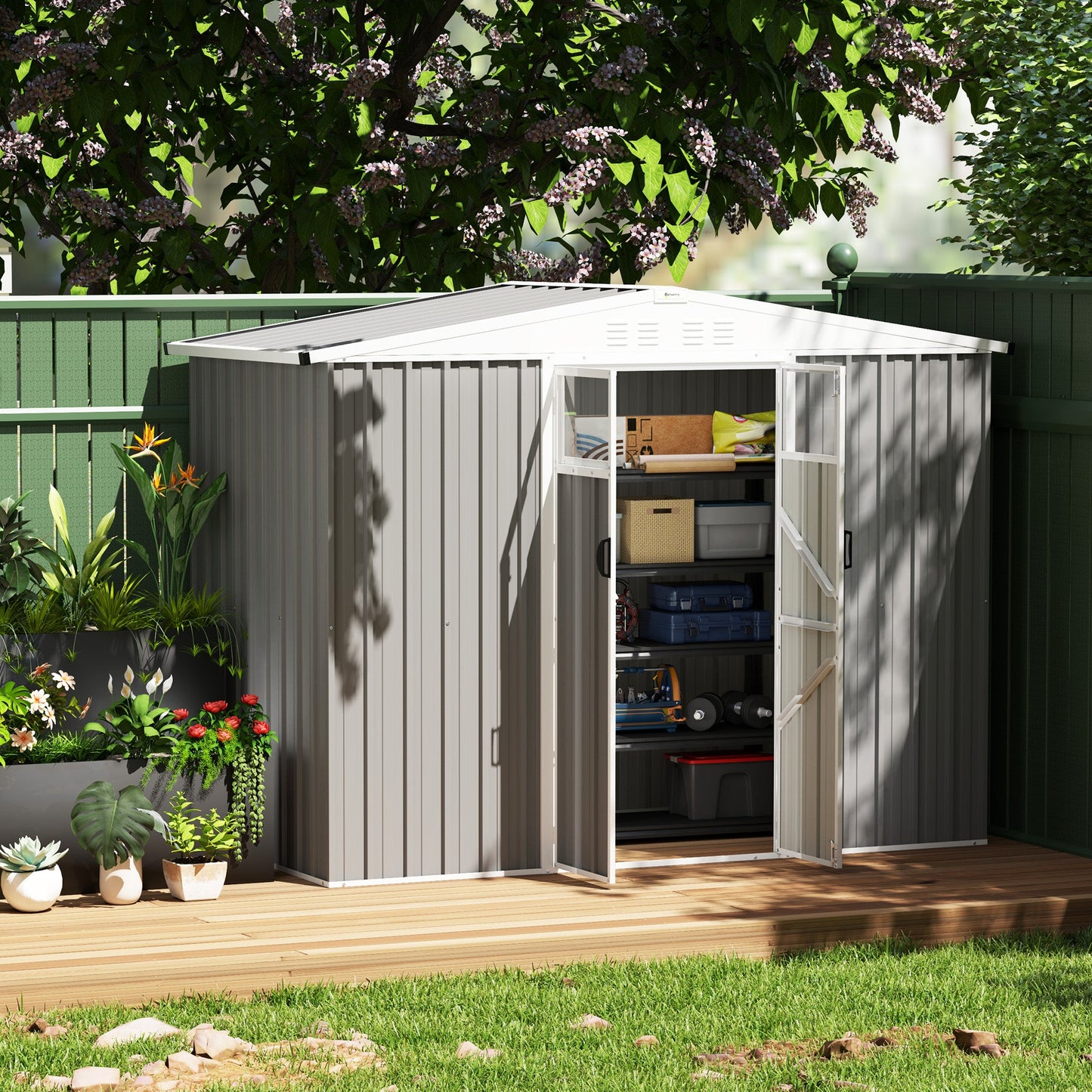 Outsunny 8 x 4 ft Garden Storage Shed, Outdoor Metal Shed - Hot Tub Shop