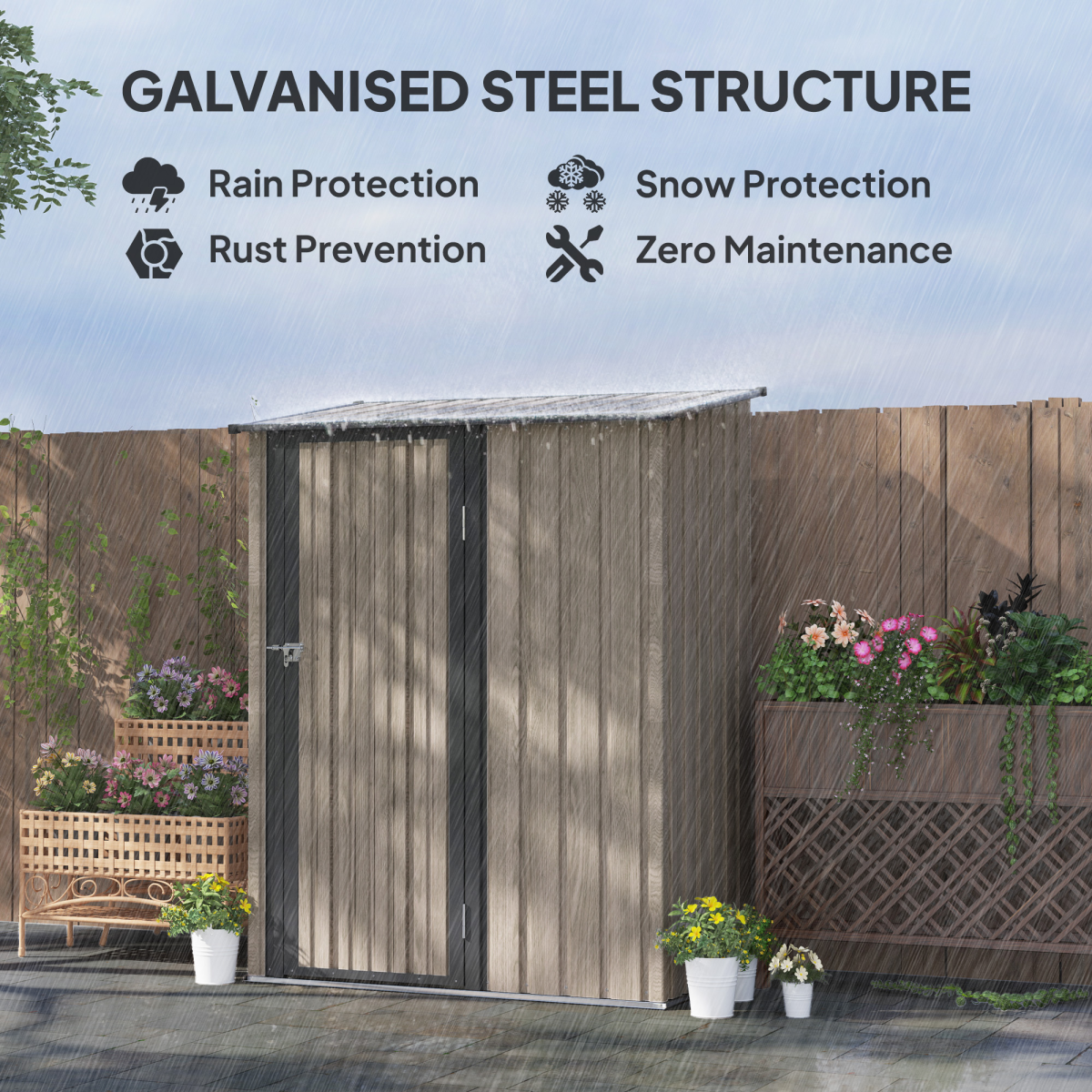 Outsunny Outdoor Storage Shed Steel Garden Shed w/ Lockable Door