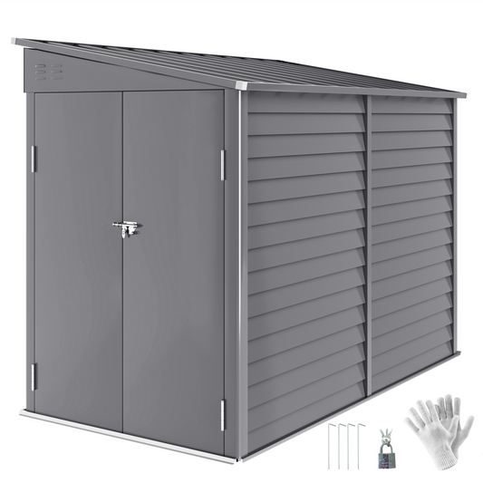 Outsunny 5 x 9ft Galvanised Metal Garden Shed with Foundation Kit, Brown - Hot Tub Shop