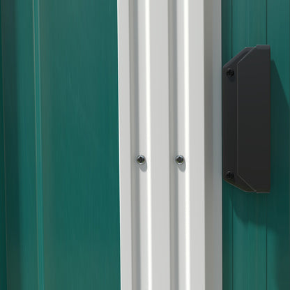 Outsunny 7 x 5FT Garden Shed w/ Foundation Lean to Metal Tool Shed Green
