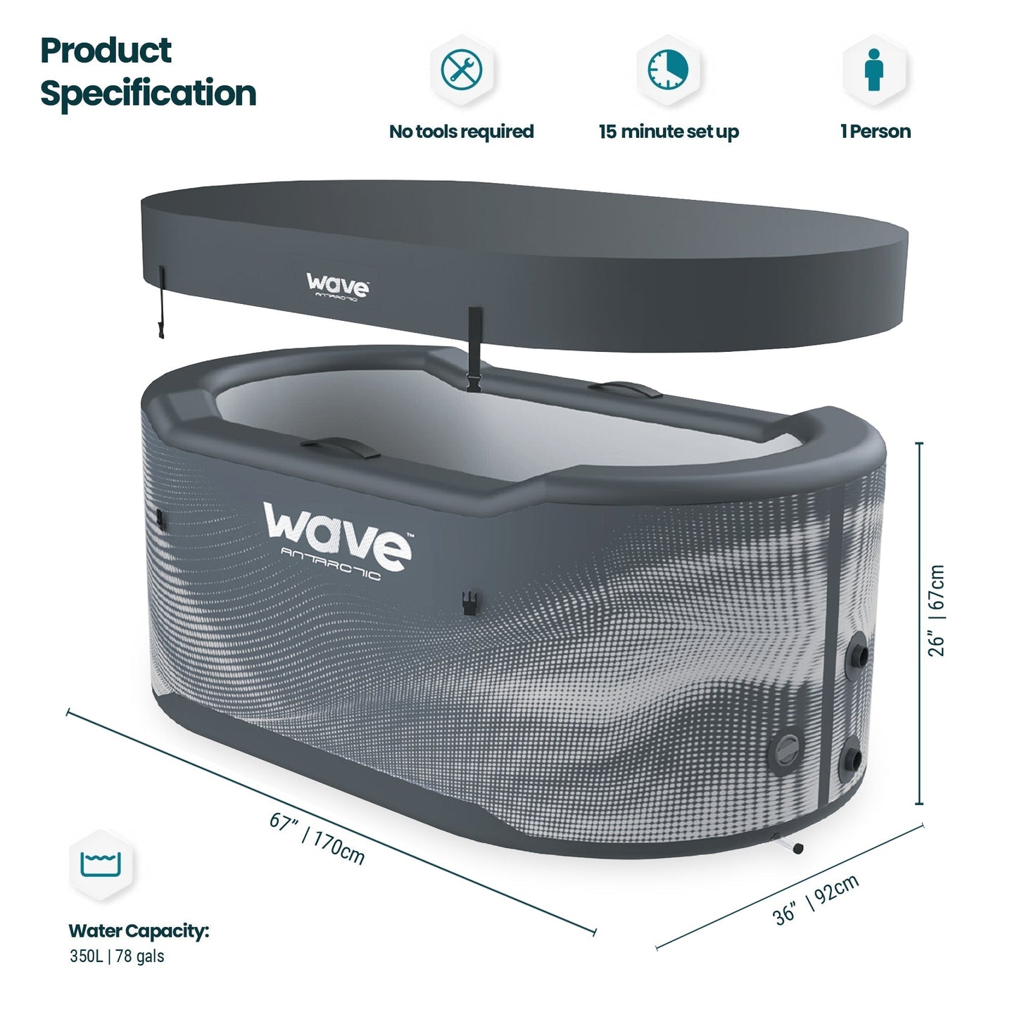 Wave Antarctic Drop Stitch Inflatable Ice Bath