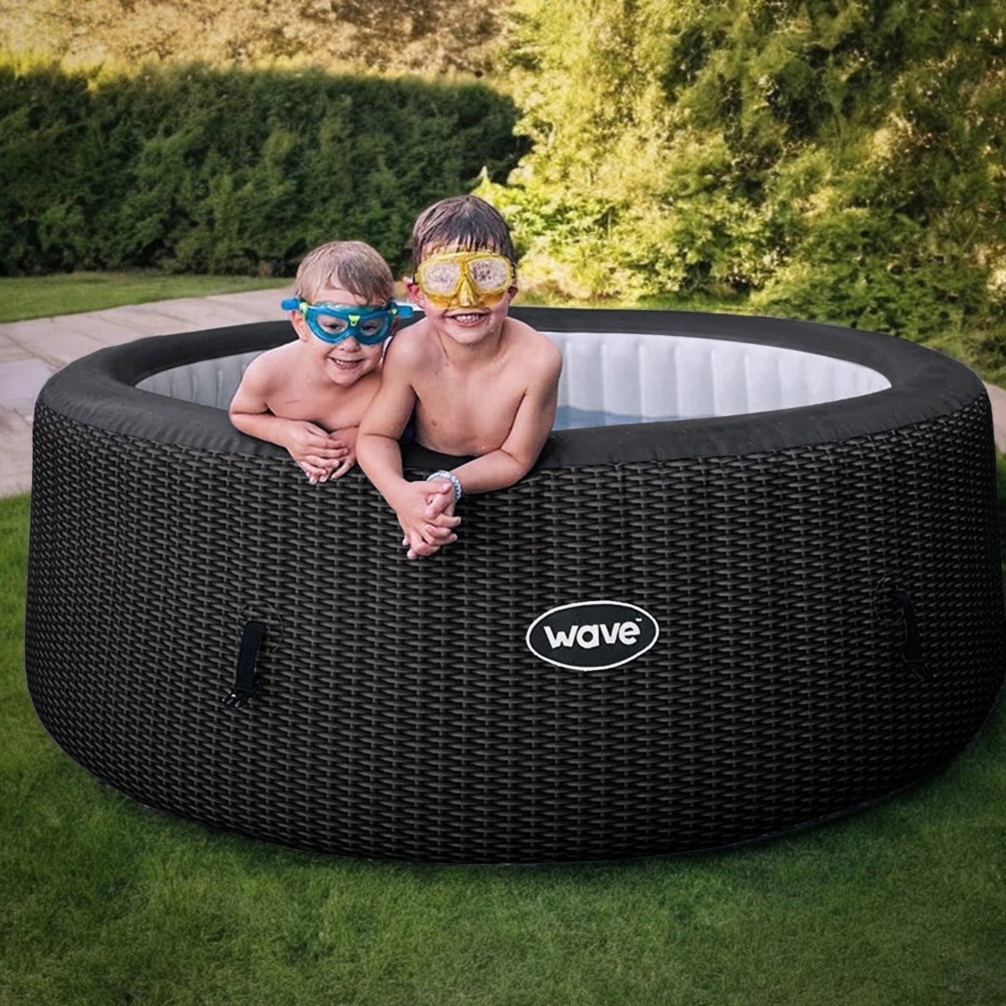 Wave Atlantic 6 Person Inflatable Hot Tub - Slate Rattan (Energy Efficient Bundle)