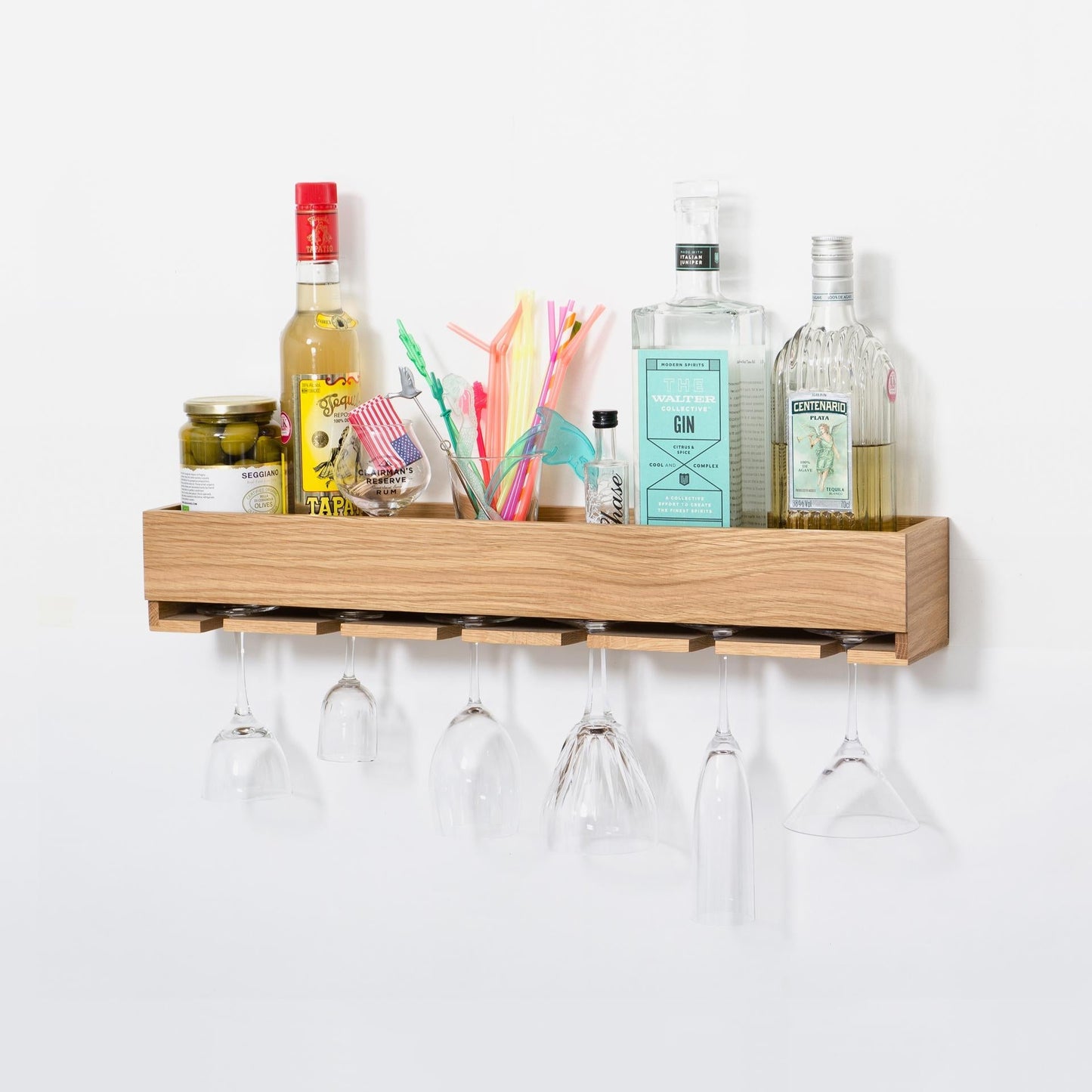 Wireworks Glass Holder Shelf Oak
