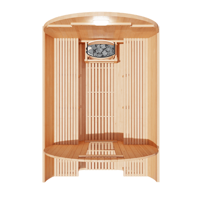 KOVE Outdoor Barrel Sauna – 4–6 Person Garden Sauna with 6kW Harvia Electric Heater