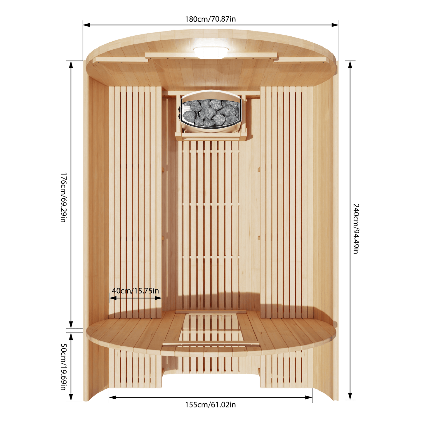 KOVE Outdoor Barrel Sauna – 4–6 Person Garden Sauna with 6kW Harvia Electric Heater