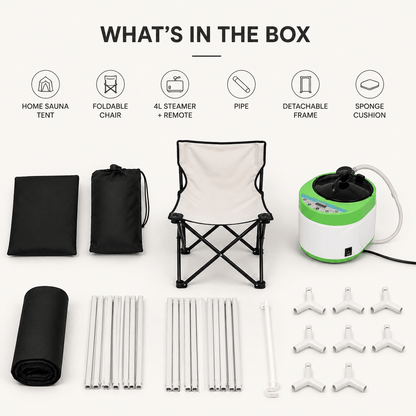 KOVE Portable Steam Sauna Tent | Home Steam Sauna with 4L Steamer & Chair
