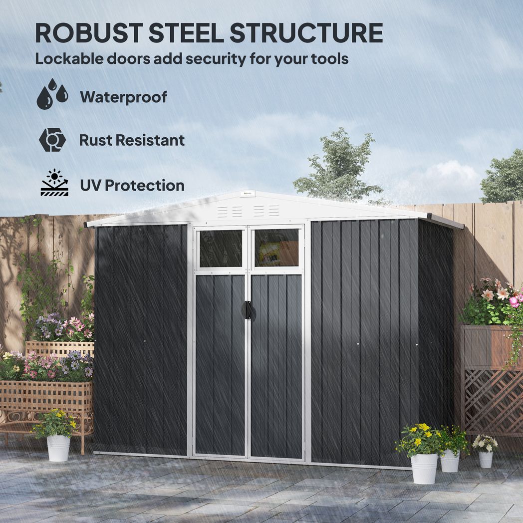 Outsunny 8 x 4 ft Garden Storage Shed, Outdoor Metal Shed - Hot Tub Shop