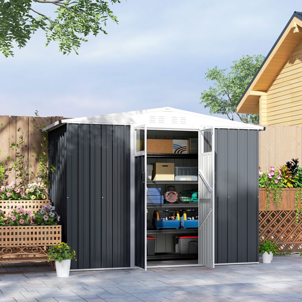 Outsunny 8 x 4 ft Garden Storage Shed, Outdoor Metal Shed - Hot Tub Shop