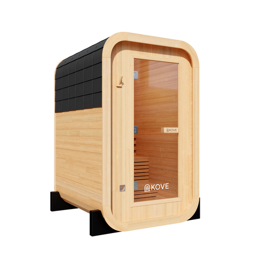 KOVE Compact Cube Sauna 1-2 Person Outdoor Sauna – Premium Spruce Wood, 4.5kW Harvia Heater, Modern Cube Design
