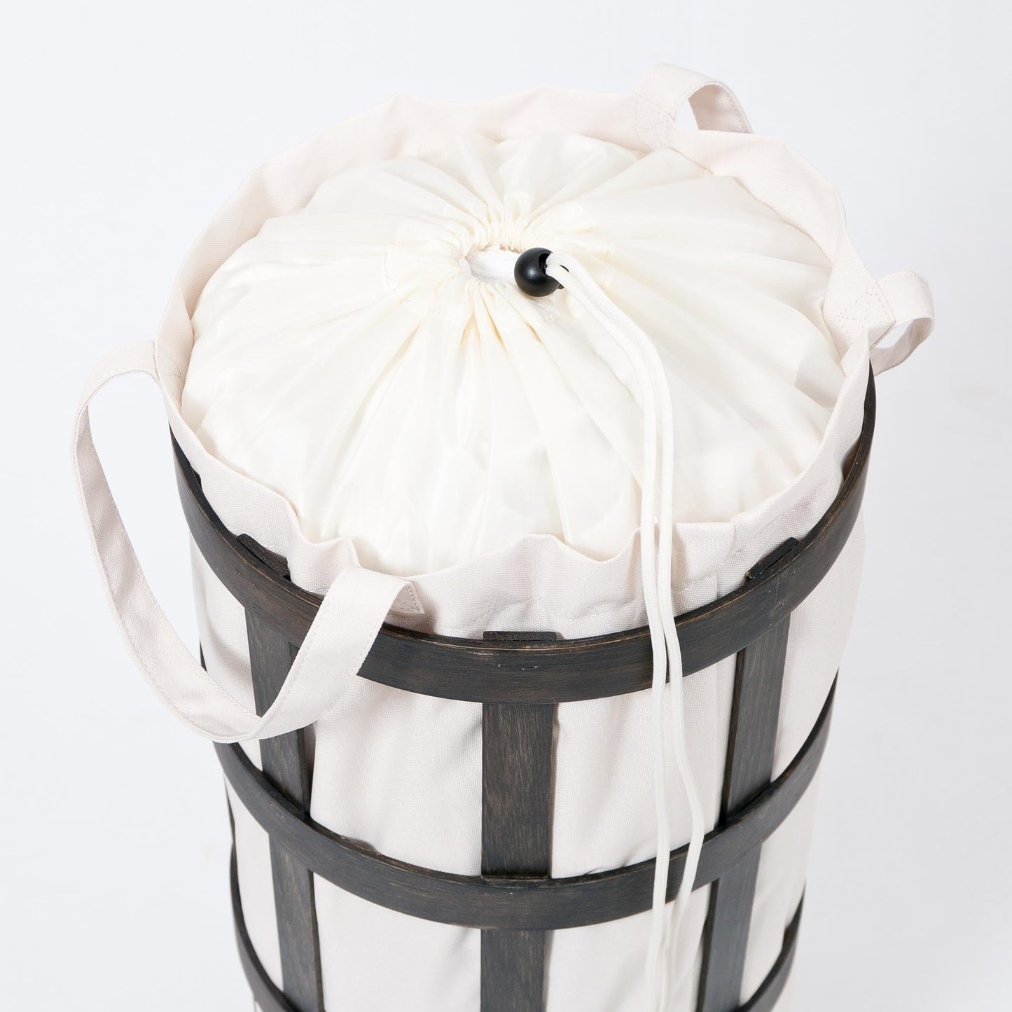 Wireworks Laundry Basket Cage Dark Oak / White