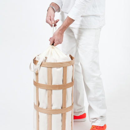 Wireworks Laundry Basket Cage Oak / White