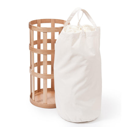 Wireworks Laundry Basket Cage Oak / White