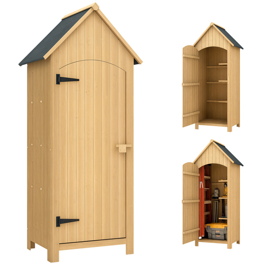 Outsunny Wooden Small Garden Shed with 3 Shelves and Tilt Roof - Hot Tub Shop