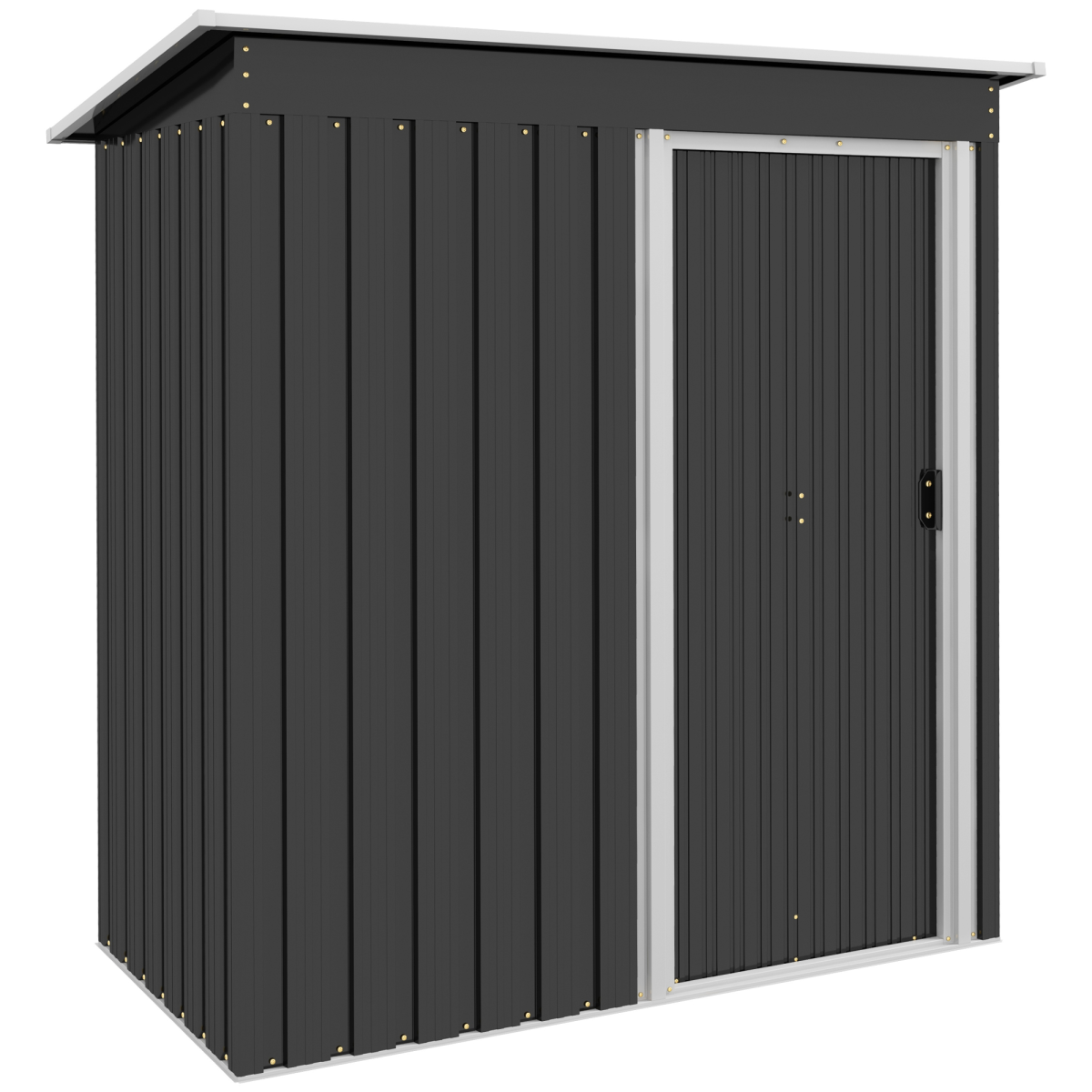 Outsunny 5 x 3ft Garden Storage Shed Sliding Door Sloped Roof Tool, Black - Hot Tub Shop