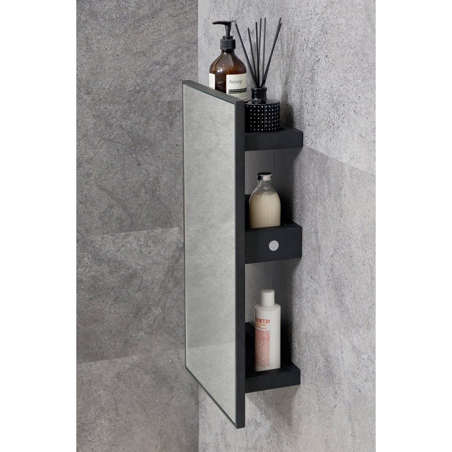 Wireworks Wall Mirror 3 Tray Slimline Dark Oak