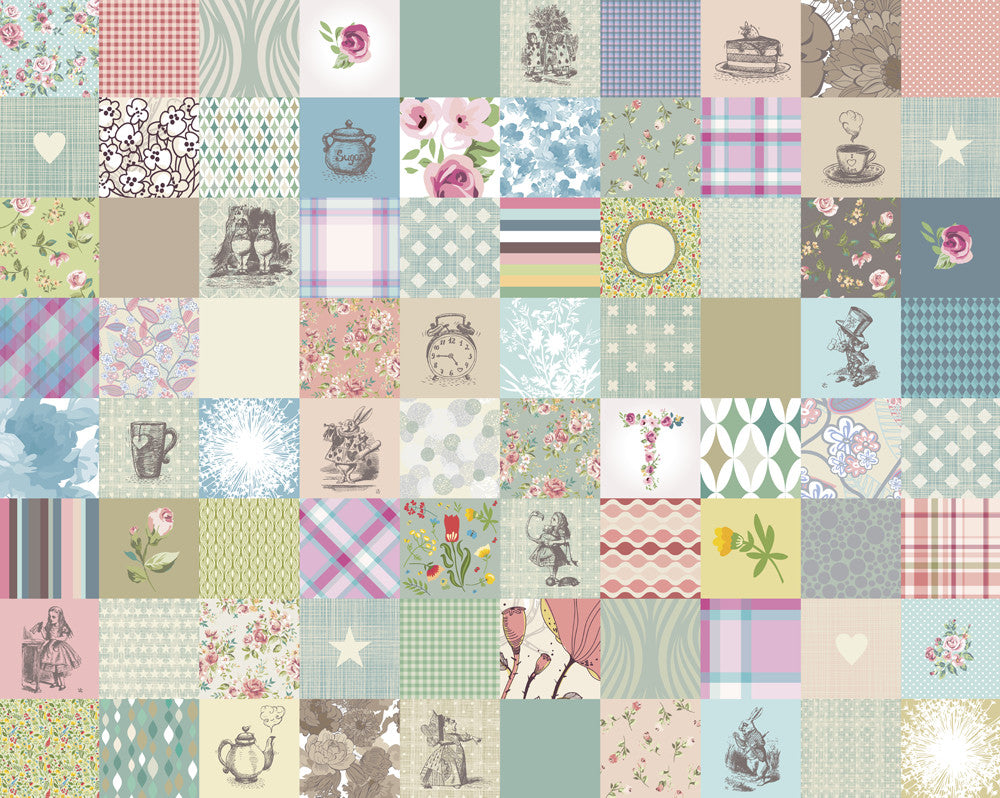 Origin Murals Alice In Wonderland Patchwork Multi 350cm X 280cm