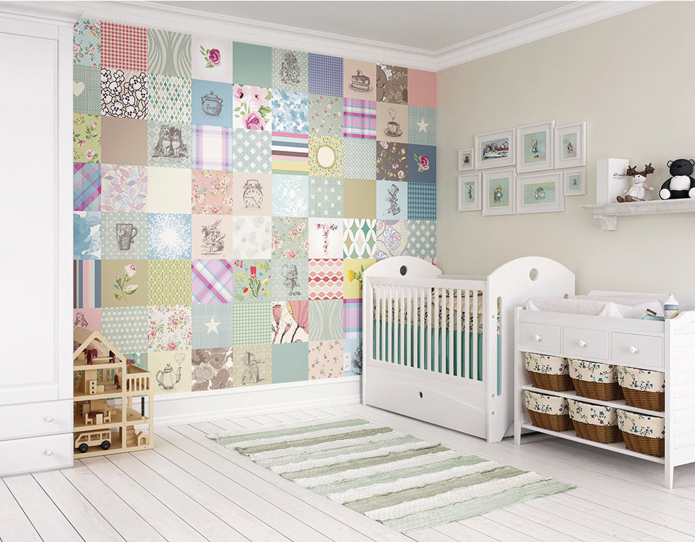 Origin Murals Alice In Wonderland Patchwork Multi 300cm X 240cm